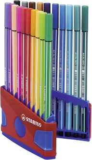 Papírenské zboží - Prémiový vláknový fix - STABILO Pen 68 - ColorParade - 20 ks deskset modrá/červená