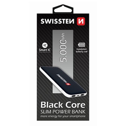 Papírenské zboží - SWISSTEN, powerbanka, Li-Pol, 5V, 5000mAh, nabíjení mobilních telefonů aj., 2xkonektor, č