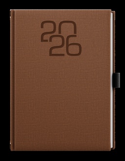 Papírenské zboží - Týdenní diář - Oskar - Fabric - A5 - hnědá