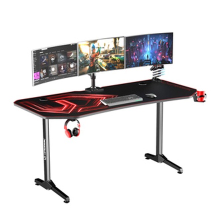 Papírenské zboží - ULTRADESK Herní stůl FRAG XXL RED, 160 x 75 cm, 75 cm, držák nápojů a sluchátek, stojan B