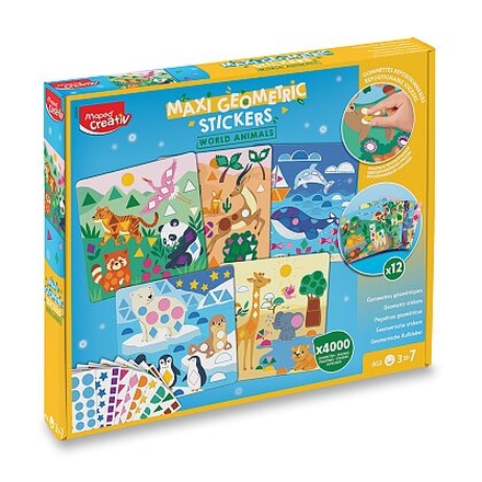 Papírenské zboží - Sada Maped Creativ Maxi Geometric Stickers - Samolepky zvířátka