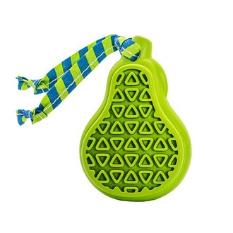 Papírenské zboží - Dentální hračka hruška přírodní guma pro štěňata s látkovým střapcem 9 cm HipHop