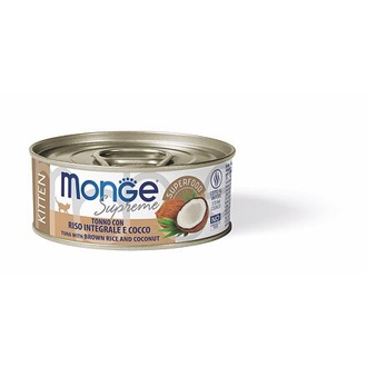 Papírenské zboží - MONGE SUPREME KITTEN tuňák s hnědou rýží a kokosem pro kočky 80 g 