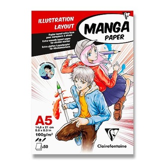 Papírenské zboží - Blok Clairefontaine Manga Illustrations - A5, 50 listů, 100 g