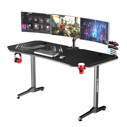 Papírenské zboží - ULTRADESK Herní stůl FRAG XXL BLACK, 160 x 75 cm, 75 cm, držák nápojů a sluchátek, stojan