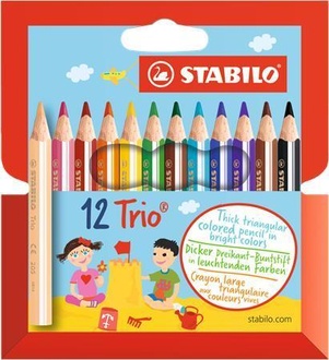 Papírenské zboží - Trojhranné pastelky STABILO Trio silná krátká - 12 ks sada