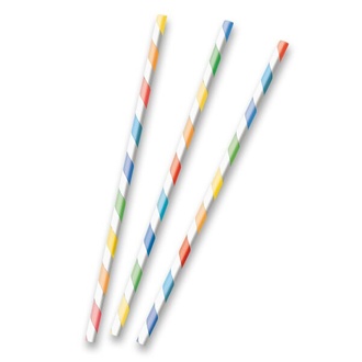 Papírenské zboží - Papírová brčka s proužky pastelové, 12 ks