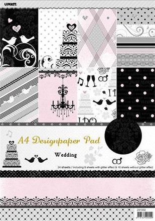 Papírenské zboží - Vzorovaný karton Scrapbooking, A4, svatební motiv