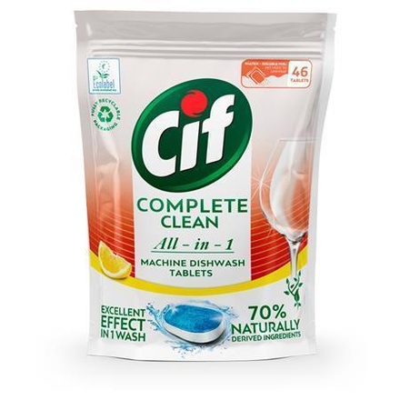 Papírenské zboží - Tablety do myčky nádobí "Complete Clean All-in-One", 46ks, citrón, CIF