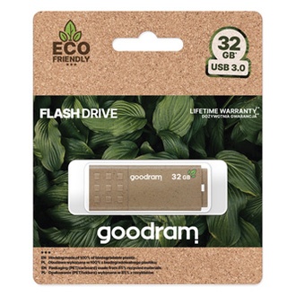 Papírenské zboží - Goodram USB flash disk, USB 3.0, 32GB, UME3 ECO FRIENDLY, hnědý, UME3-0320EFR11, USB A, s