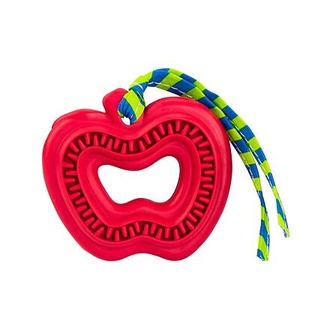 Papírenské zboží - Dentální hračka jablko přírodní guma pro štěňata s látkovým střapcem 8 cm HipHop 