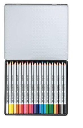 Papírenské zboží - Akvarelové pastelky "Karat", sada, kovová krabička, 24 barev, STAEDTLER