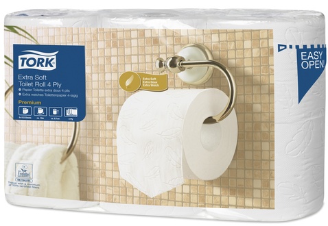 Papírenské zboží - Toaletní papír TORK 110405 Premium Extra Soft 4-vrstvý 153 útržků T4 [6 ks]