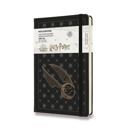Papírenské zboží - 18měsíční diář Moleskine 2021-22 Harry Potter - tvrdé desky L, denní, černý