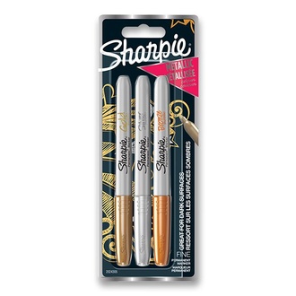 Papírenské zboží - Permanentní popisovač Sharpie Fine sada 3 ks, metalické barvy