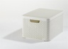 Papírenské zboží - Korb, künstliches Rattan, mit Deckel, 30 l, creme, CURVER