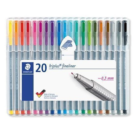 Papírenské zboží - Liner "Triplus 334 Box" sada, 20 barev, 0,3mm, STAEDTLER