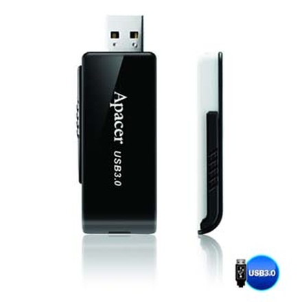 Papírenské zboží - Apacer USB flash disk, USB 3.0 (3.2 Gen 1), 16GB, AH350, černý, AP16GAH350B-1, USB A, s v