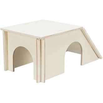 Papírenské zboží - Dřevěný skládací domek BENT, šikmá střecha, králíček, 51 x 24 x 33 cm 