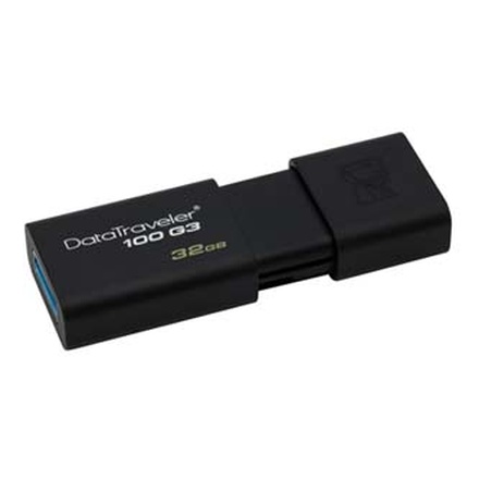 Papírenské zboží - Kingston USB flash disk, USB 3.0 (3.2 Gen 1), 32GB, DataTraveler 100 Gen3, černý, DT100G3