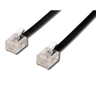 Papírenské zboží - Telefonní kabel, RJ11 M-6m, černý, pro ADSL modem, economy