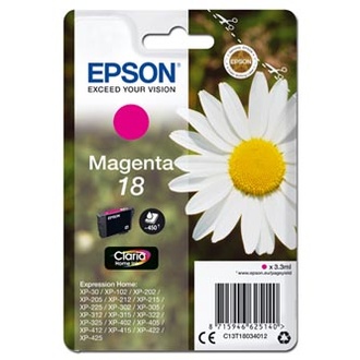 Papírenské zboží - Epson originální ink C13T18034012, T180340, magenta, 3,3ml, Epson Expression Home XP-102,