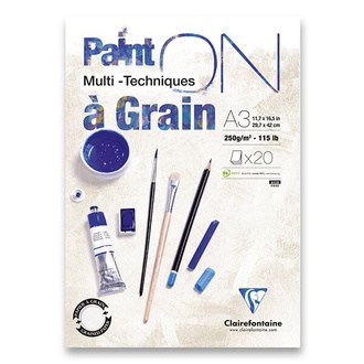 Papírenské zboží - Blok Clairefontaine Paint on Grain A3, 20 listů, 250 g