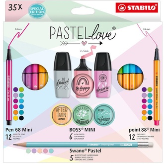 Papírenské zboží - Souprava STABILO Pastellove 35 ks sada - linery, fixy, zvýrazňovače a grafitové tužky