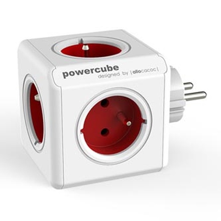 Papírenské zboží - Rozbočovací zásuvka 240V, CEE7 (vidlice)-POWERCUBE, 0.1m, ORIGINAL, červená, POWERCUBE, 5