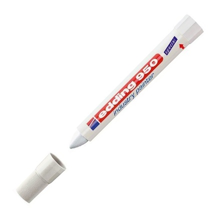 Papírenské zboží - Průmyslový pastový popisovač "950", bílá, 10mm, kuželový hrot, EDDING