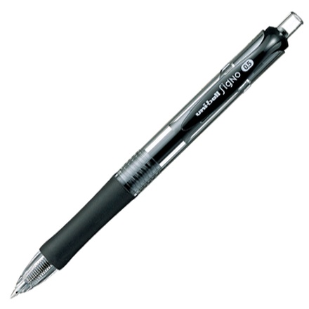 Papírenské zboží - Gelové pero "UM-152", černá, 0,3mm, stiskací mechanismus, UNI