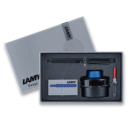Papírenské zboží - Lamy Safari Matt Charcoal plnicí pero, dárková sada s konvertorem a inkoustem