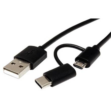 Papírenské zboží - Kabel USB (2.0), USB A M- USB micro B M, 1m, kulatý, černý, plastic bag