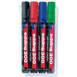 Papírenské zboží - Permanentní popisovač "300", 4 barvy, 1,5-3mm, kuželový hrot, EDDING