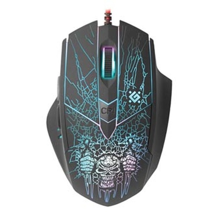 Papírenské zboží - Defender Myš Doom Fighter GM-260L, 3200DPI, optická, 6tl., 1 kolečko, drátová USB, černá,