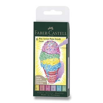 Papírenské zboží - Popisovač Faber-Castell Pitt Artist Pen Brush - 6 ks, pastelové barvy