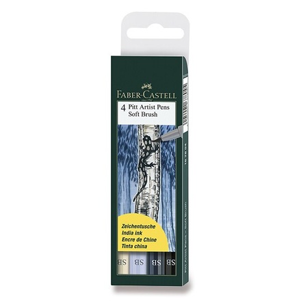 Papírenské zboží - Popisovač Faber-Castell Pitt Artist Pen Soft Brush - 4 kusy