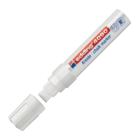 Papírenské zboží - Křídový popisovač "4090", bílá, 4-15mm, klínový hrot, EDDING