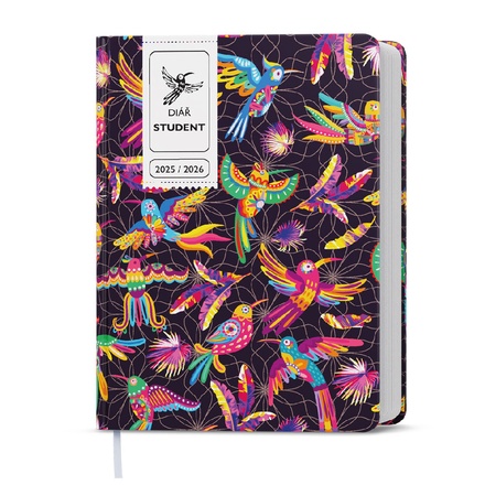 Papírenské zboží - Týdenní diář - Student - V8 - lamino - kapesní - Papoušci