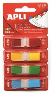 Papírenské zboží - Značkovací proužky, 4 barvy, 140 ks, APLI
