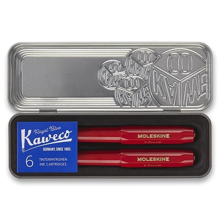 Papírenské zboží - Sada kuličková tužka a plnicí pero Moleskine Kaweco červená