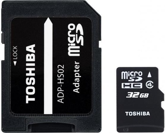 Papírenské zboží - SecureDigital SDHC 32GB mikro paměťová karta, Class 4, s adaptérem, TOSHIBA