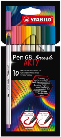 Papírenské zboží - Vláknový fix s flexibilním štětcovým hrotem STABILO Pen 68 brush ARTY - 10 ks sada