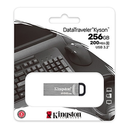 Papírenské zboží - Kingston USB flash disk, USB 3.0 (3.2 Gen 1), 256GB, DataTraveler(R) Kyson, stříbrný, DTK