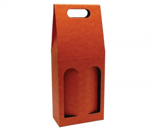 Papírenské zboží - zz-Odnosná krabice na víno 2 láhve oranžová