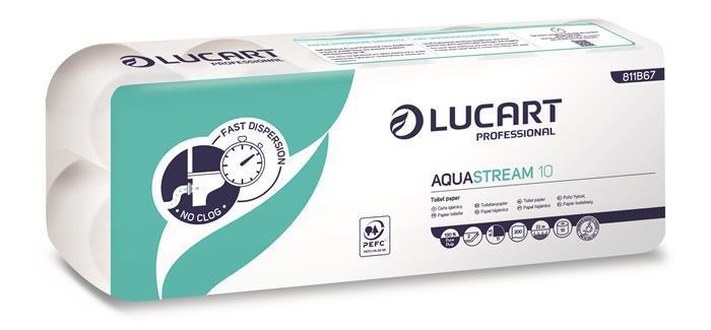 Papírenské zboží - Toaletní papír "Aquastream 10", bílá, 2-vrstvý, 22 m, LUCART [10 ks]