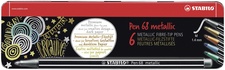 Papírenské zboží - Premium-Faser-Metallic-Marker STABILO Pen 68 metallic – 6er-Set in der Dose