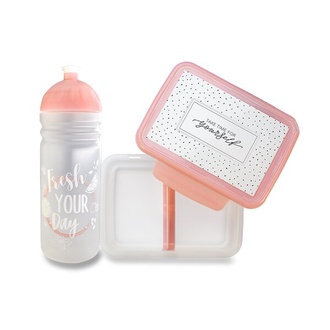 Papírenské zboží - Set Zdravá lahev 0,7 l a Zdravá sváča Fresh růžová