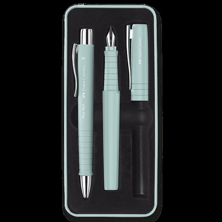 Papírenské zboží - Sada Faber-Castell Poly Ball plnicí pero a kuličkové pero, caribic blue