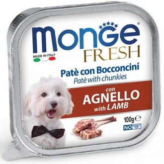 Papírenské zboží - MONGE FRESH - paštika a kousky s jehněčím 100 g pro psy 